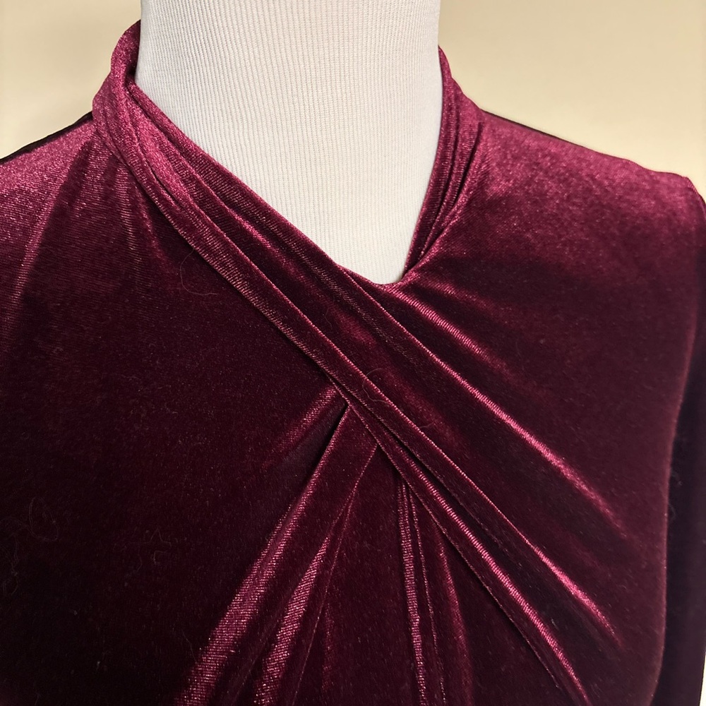 Maison Tara Deep Burgundy Long Sleeve Dress - Picture 2 of 5